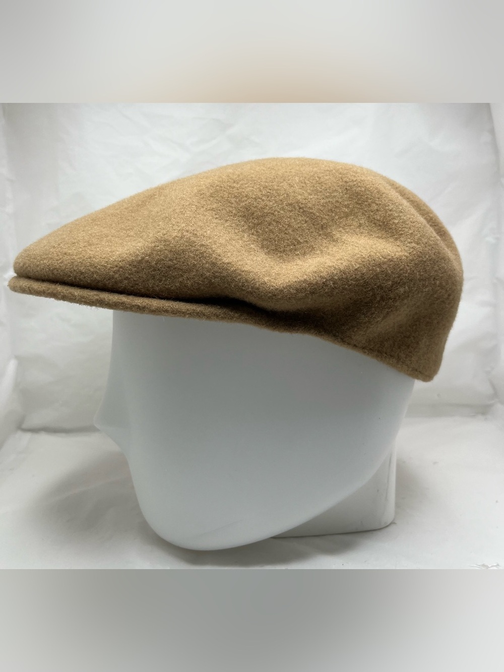 Kangol 504 Wool Flat Cap Tan Camel Ivy Newsboy Driver Hat Pure New Wool Sz XL